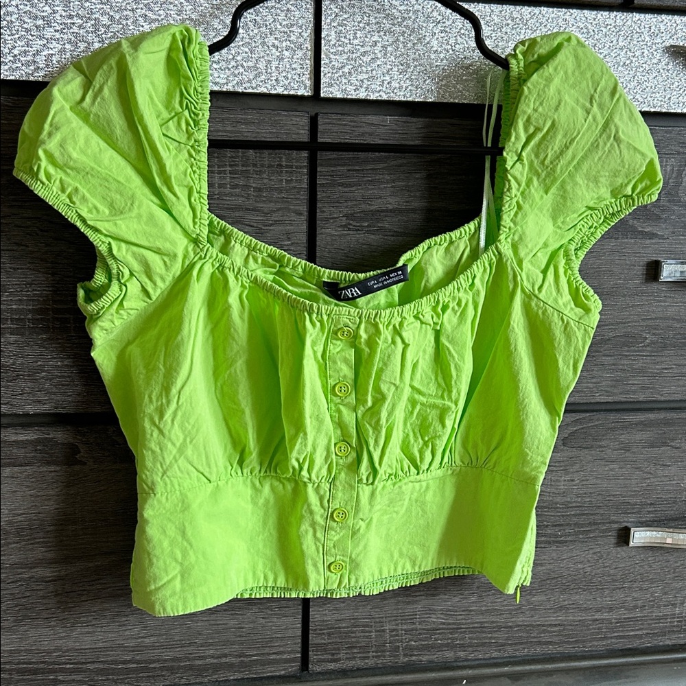 Zara Neon Green Blouse